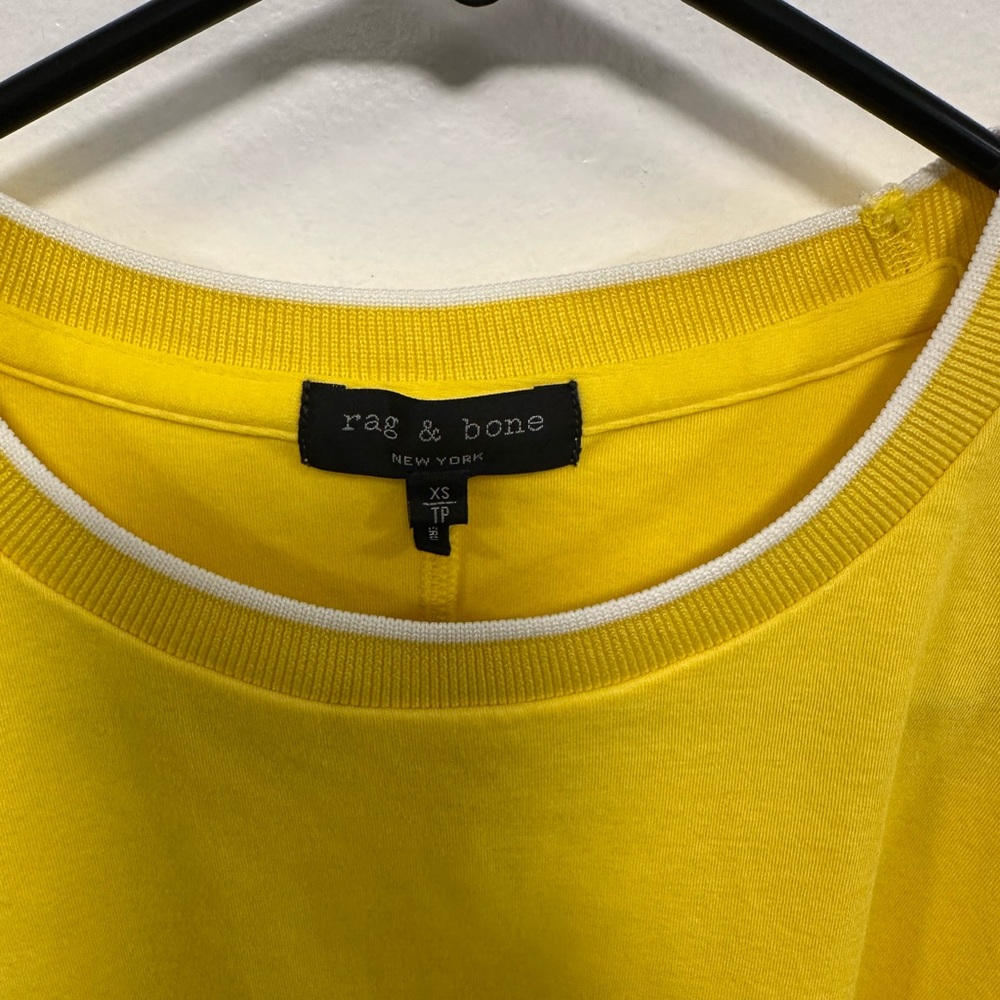 rag & bone Yellow Cropped Crewneck Tee shirt Size XS - Picture 3 of 5